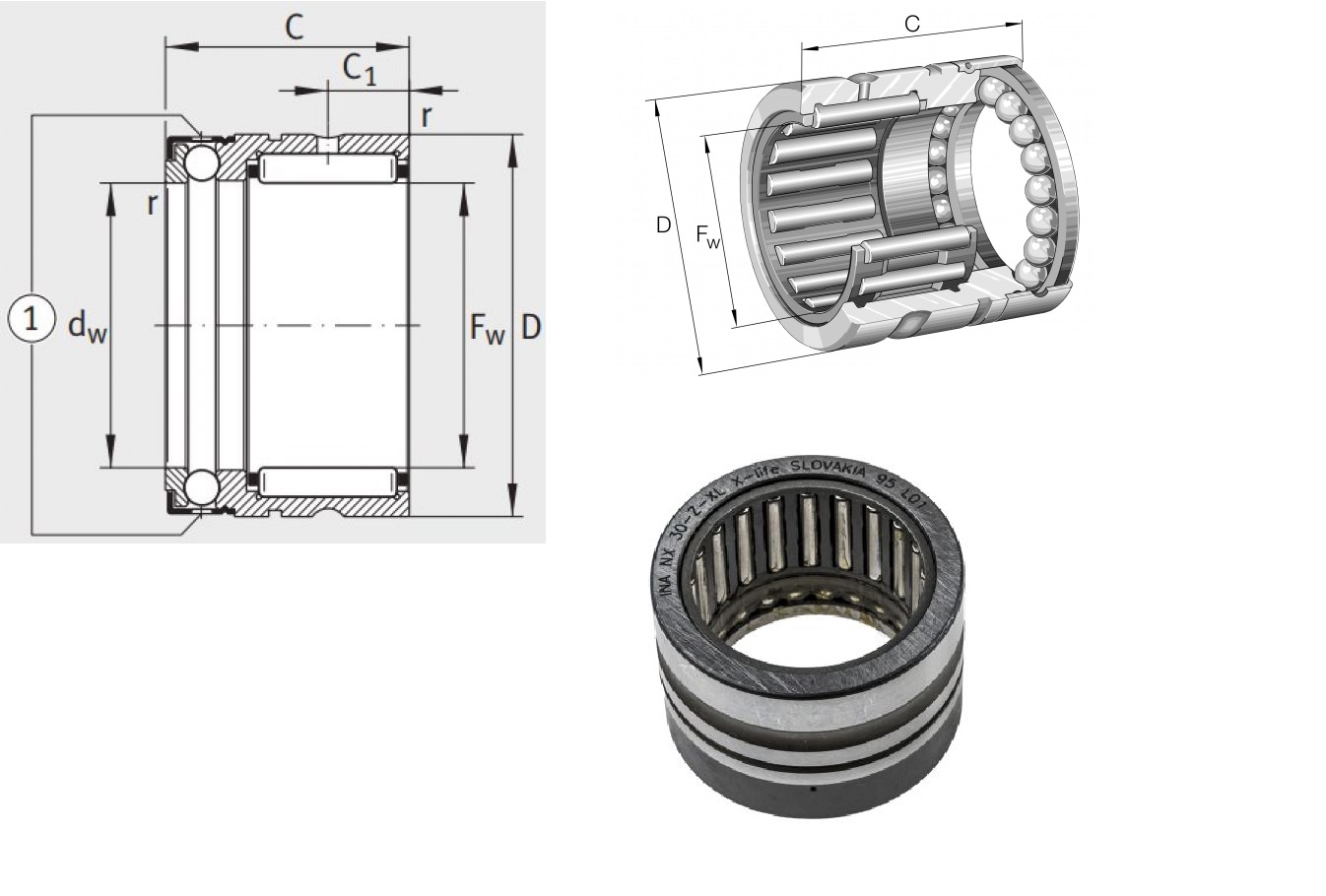 Подшипник NX12Z (12x21x18) INA  ООО Импортпромподшипник