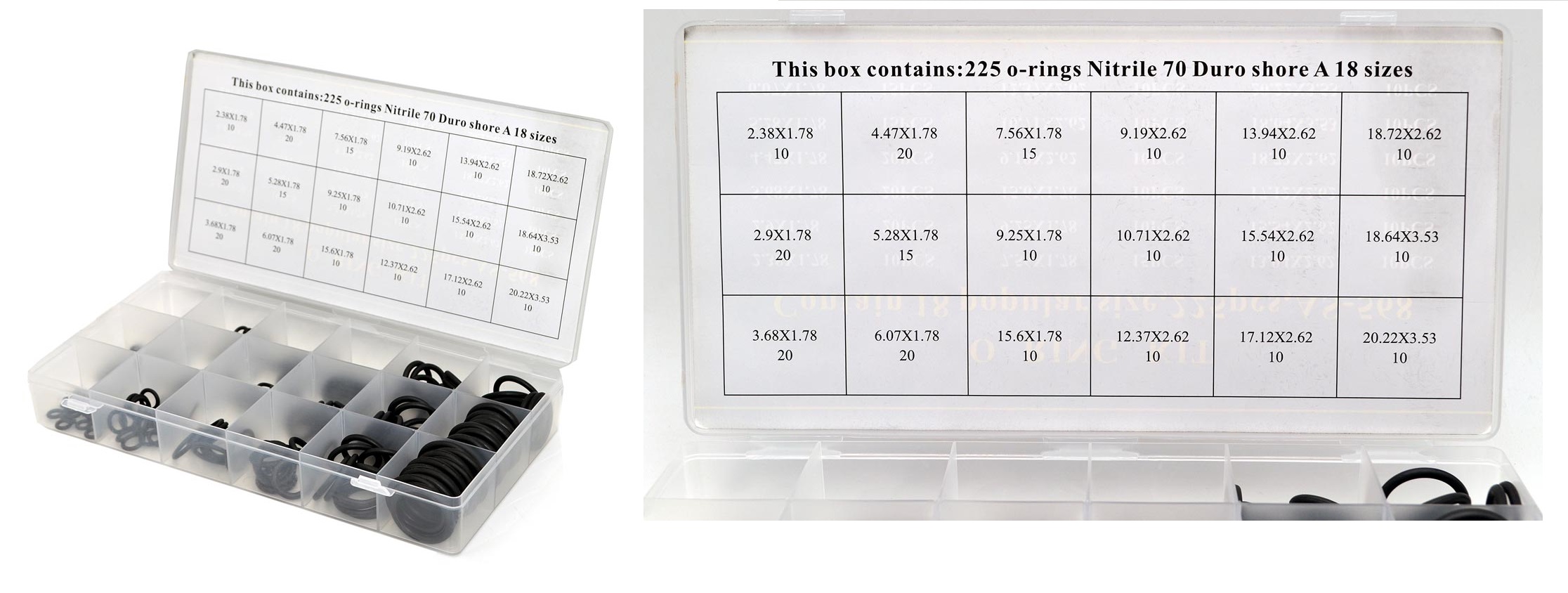Кольцо-набор O-Ring (225 шт) AS 568 NBR70 ООО ИмпортПромПодшипник