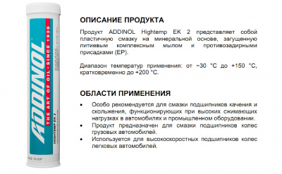 Смазка высокотемп. литиевый комплекс  ADDINOL Hightemp EK2 0,4 кг.